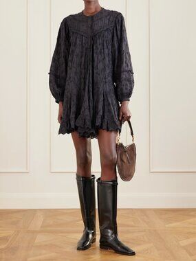 Isabel Marant | Zame ruffled embroidered cotton & silk-blend mini dress (FR 36)